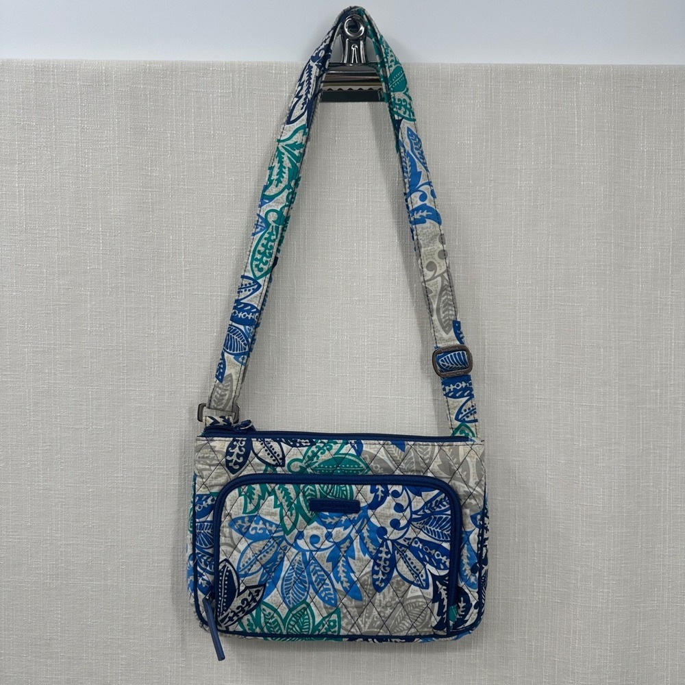 Vera Bradley Little Hipster Crossbody Bag – Blue & Teal Floral Quilted Cotton